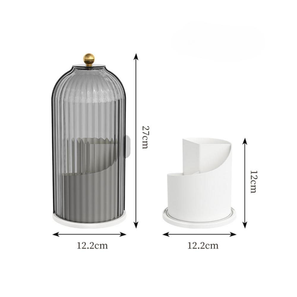 360° Rotating Makeup Brush Organiser Desktop Lipstick Storage Box with Lid Dustproof Birdcage Shape Case Eyebrow Pencil Holder