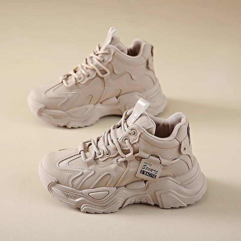 Soft-soled dad shoes autumn new velvet warm sneakers high-top thick-soled