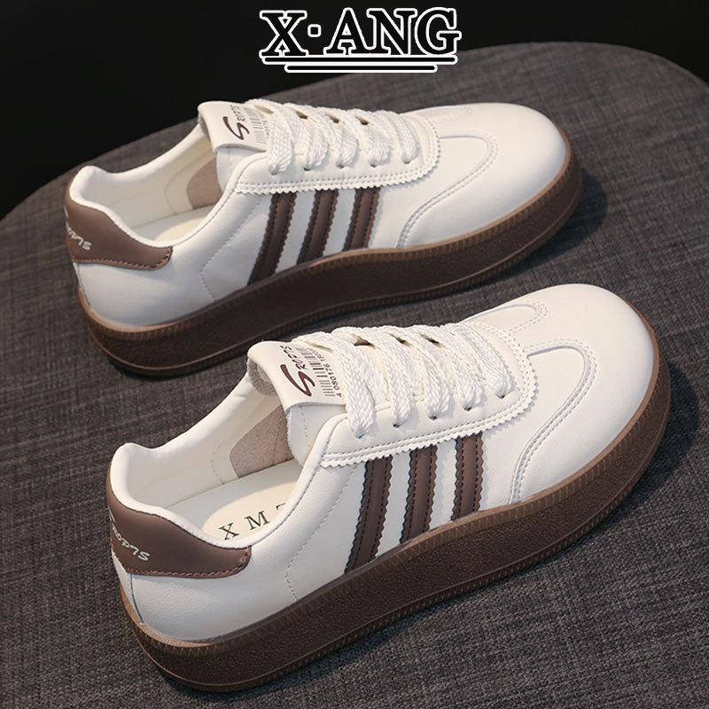 Leather platform white shoes children's shoes women's autumn new student shoes casual sports board shoes