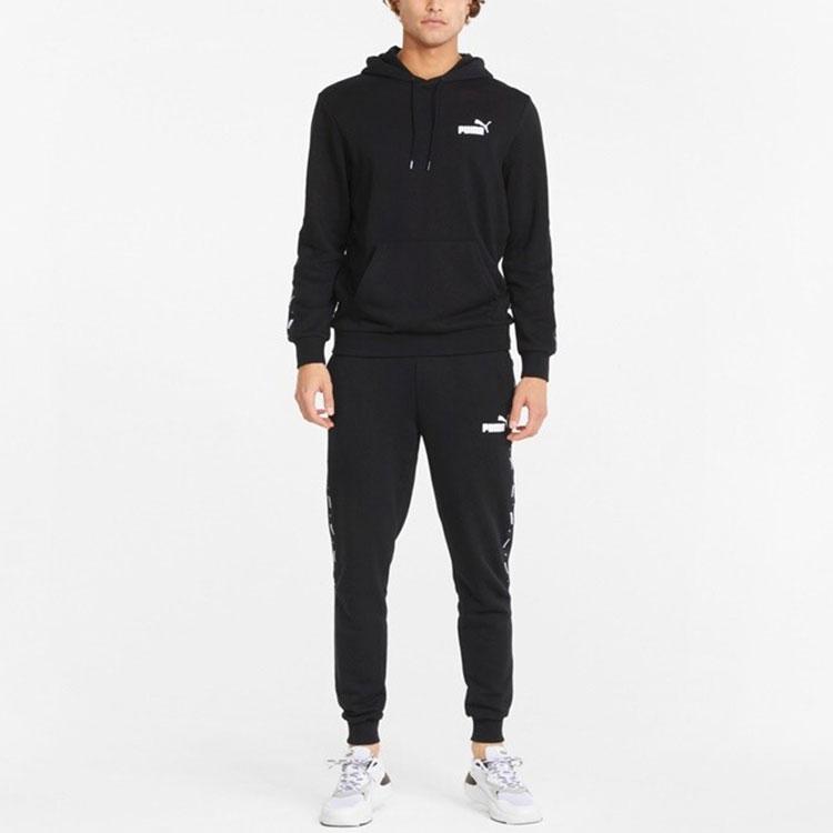 Puma Side Stripe Tapered Mid Waist Knit Joggers Men Bottoms Black 849535-01