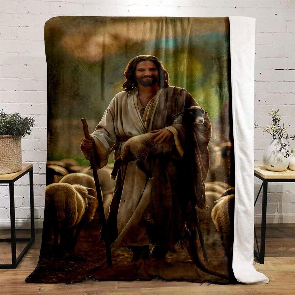 Shepherd Lamb Flock Blanket Printed Blanket for Living Room Bed Couch lunch break Soft Cozy Blanket for Friend's festival Gift