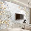 Tapet 3D de lux în stil european, flori albe, mărgele, bijuterii, mural, living, canapea, dormitor, mural, decor pentru casă