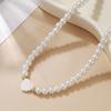 Imitation Pearl White Heart Necklace Pendant Shell Necklace For Women&Men Charm Link Classical Clavicle Jewelry 2024 Gift