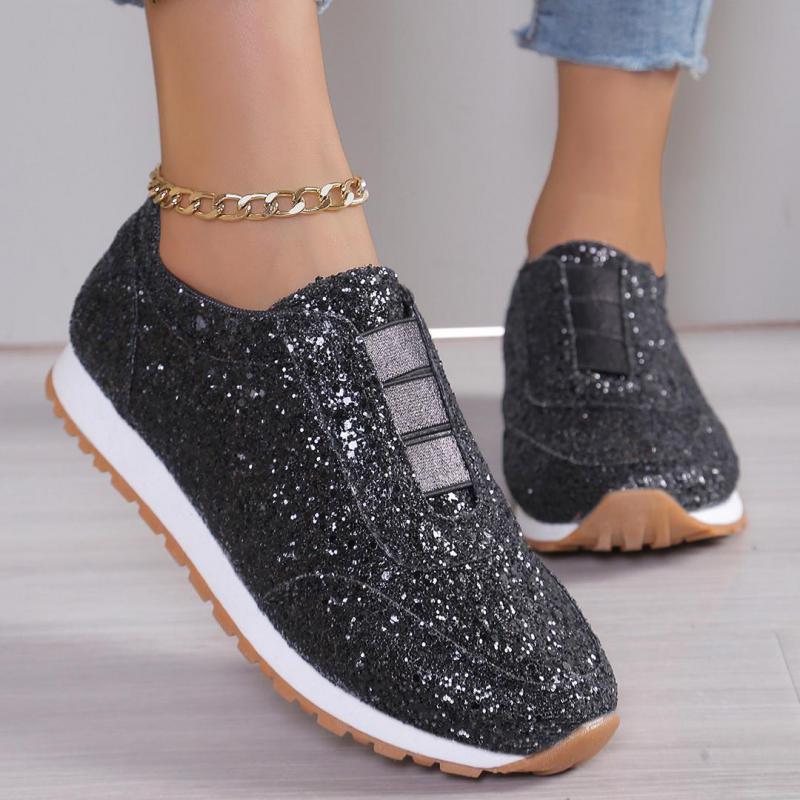 Fashion Women's Silver Glitter Sneakers For Women Bling Shoes Slip-on Casual Trend Platform Sport Shoes Woman Non-slip Vulcanize Shoes