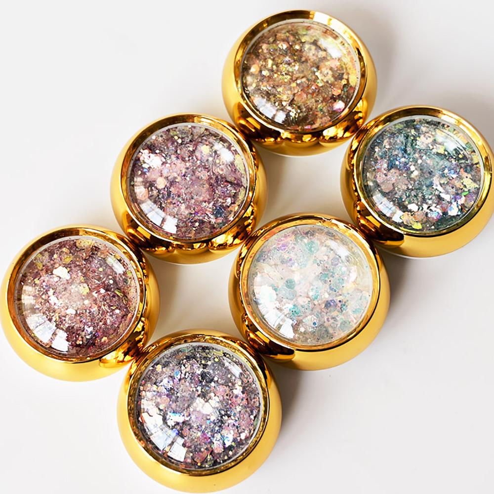 6Colors Holographic Sparkling Nail Glitter Mermaid Sequin NailPowder Iridescent Laser Flakes Fairy Eyes Nail Decoration Manicure