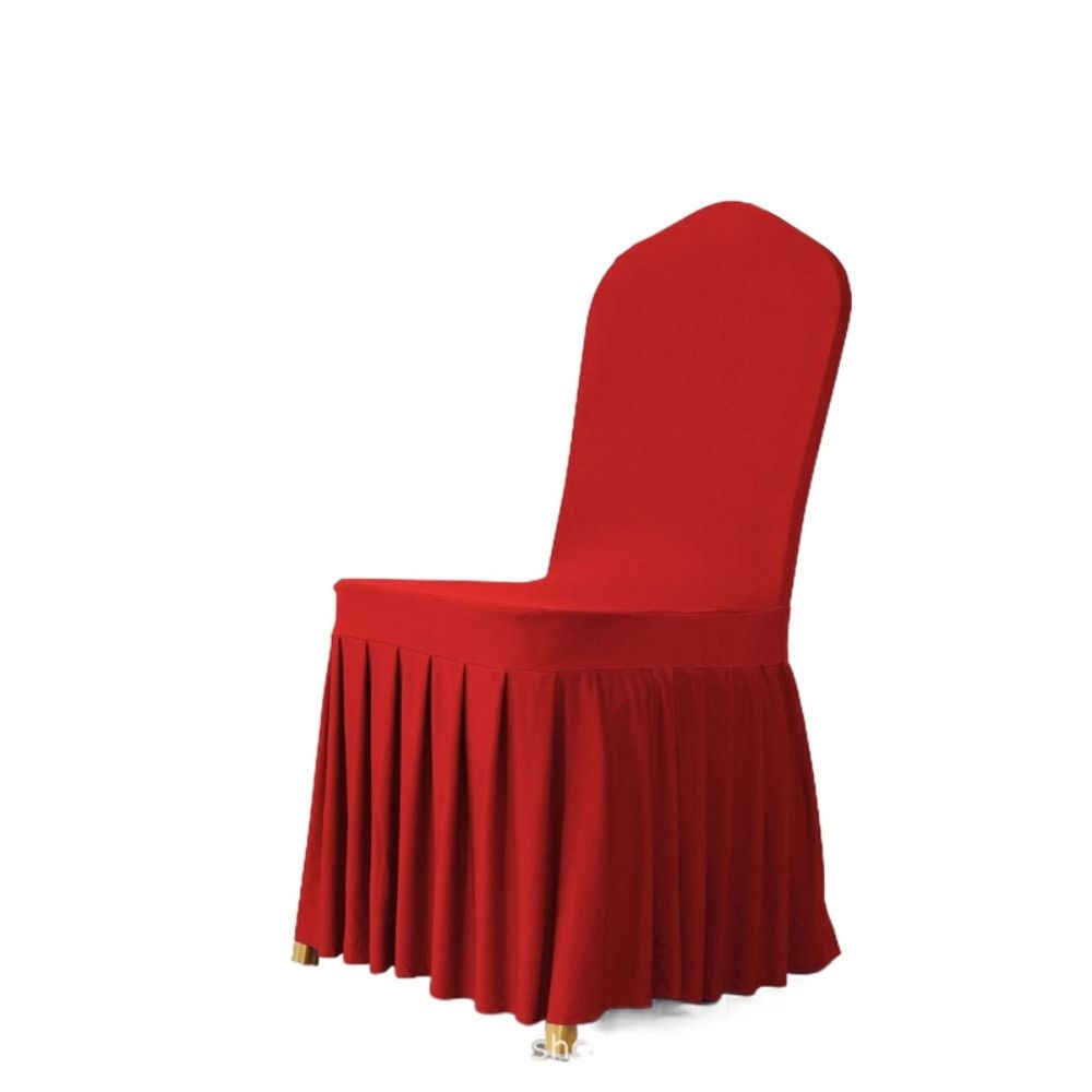 

Soft Pleated Skirt Chair Covers Solid Color Chair Cushion Chair Protective Case Banquet