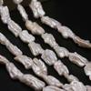 1String, White Natural Freshwater Pearls, 16×5-22×7mm Baroque Pearl Beads for Jewelry Making DIY Necklace Bracelet Accessories 36cm