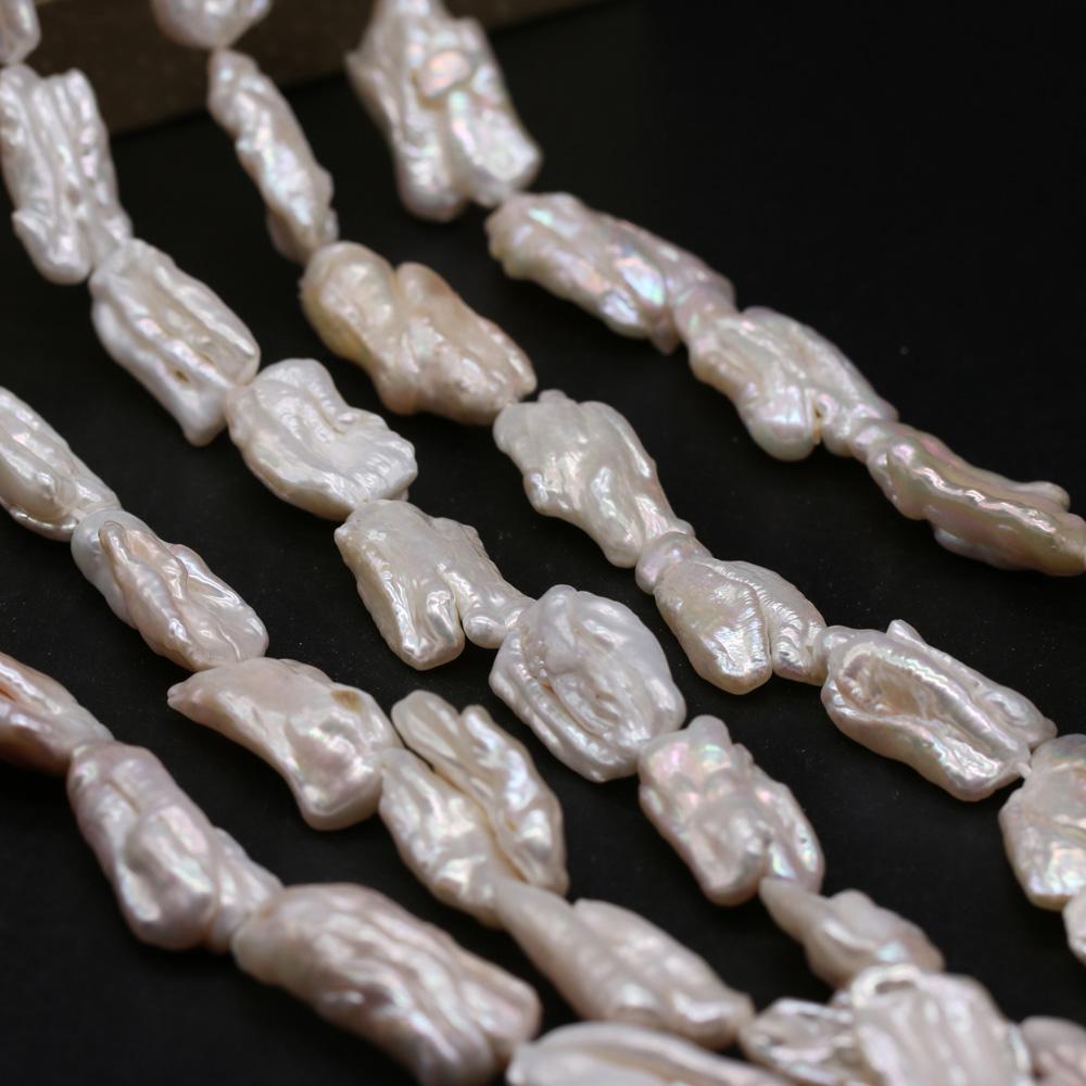 1String, White Natural Freshwater Pearls, 16×5-22×7mm Baroque Pearl Beads for Jewelry Making DIY Necklace Bracelet Accessories 36cm