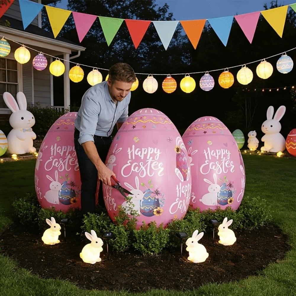 Reusable 41 Inch Easter Egg Balloon Easter Bunny Easter Decor Cute Giant Easter Egg Garden Pendant