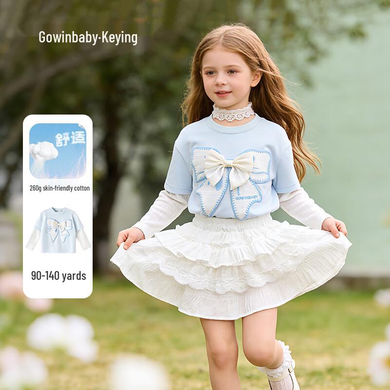 Girls  Sweet Bow Long Sleeve T-Shirt 130