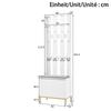 Coat Bench, White, Perforated Back Panel, 8 Golden Double Hooks, Padded Seat Bench, Wave-Front Shoe Cabinet, Height-Adjustable Shelf, LED Light Strip
