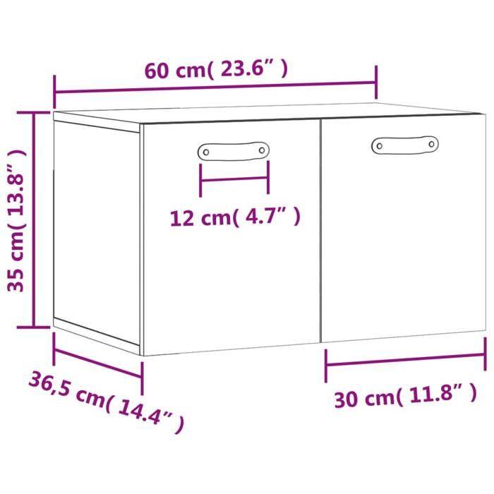 VidaXL Wall Cabinet Black 60x36.5x35 Cm Engineered Wood 829997