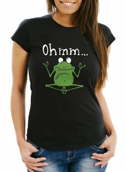 Women s T-Shirt Frog Yoga Ohmm Parody Irony Fun Shirt Printed Print S