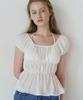 LETTERA Shirring Knit Half Blouse
