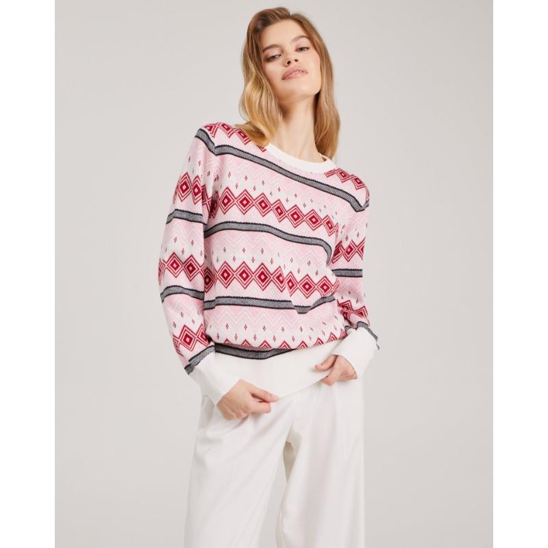Women's Fall/winter Knitted Jacquard Crew-neck Sweater