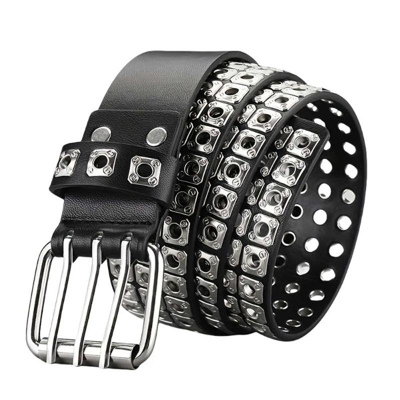 1PC Alloy Pin Buckle Punk Style Rivet Belt Jeans Belt All-match Unisex Gothic Waist Strap Belt Accessories Plus Size