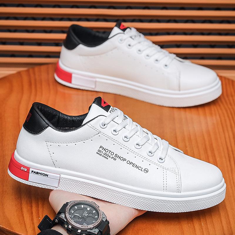 Men's shoes spring trendy shoes fashionable and versatile white shoes Korean casual shoes waterproof soft sole student sports shoes skateboard shoes
