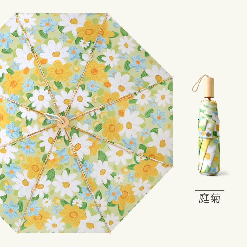 2025 new three-fold folding double-sided printed sun umbrella super sun protection and UV protection dual-purpose umbrella