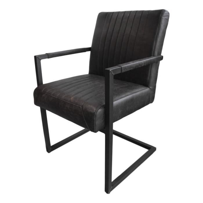 Chaise de salle à manger - HSM - Texas - Cuir véritable - Finition vintage - Style industriel