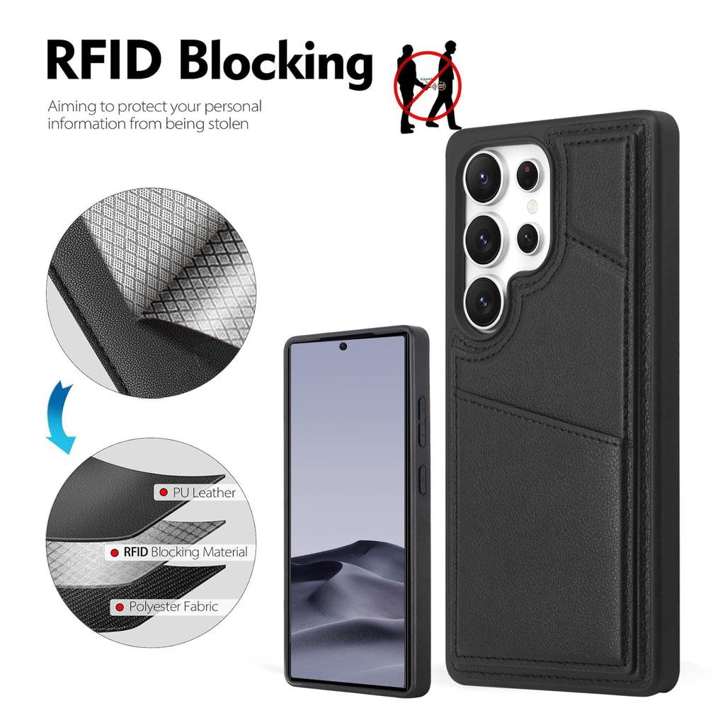Full Coverage PU Leather Phone Case With Card Slot Holder Kickstand Compatible With Galaxy S25ultra S24 Ultra, Wireless Charging
