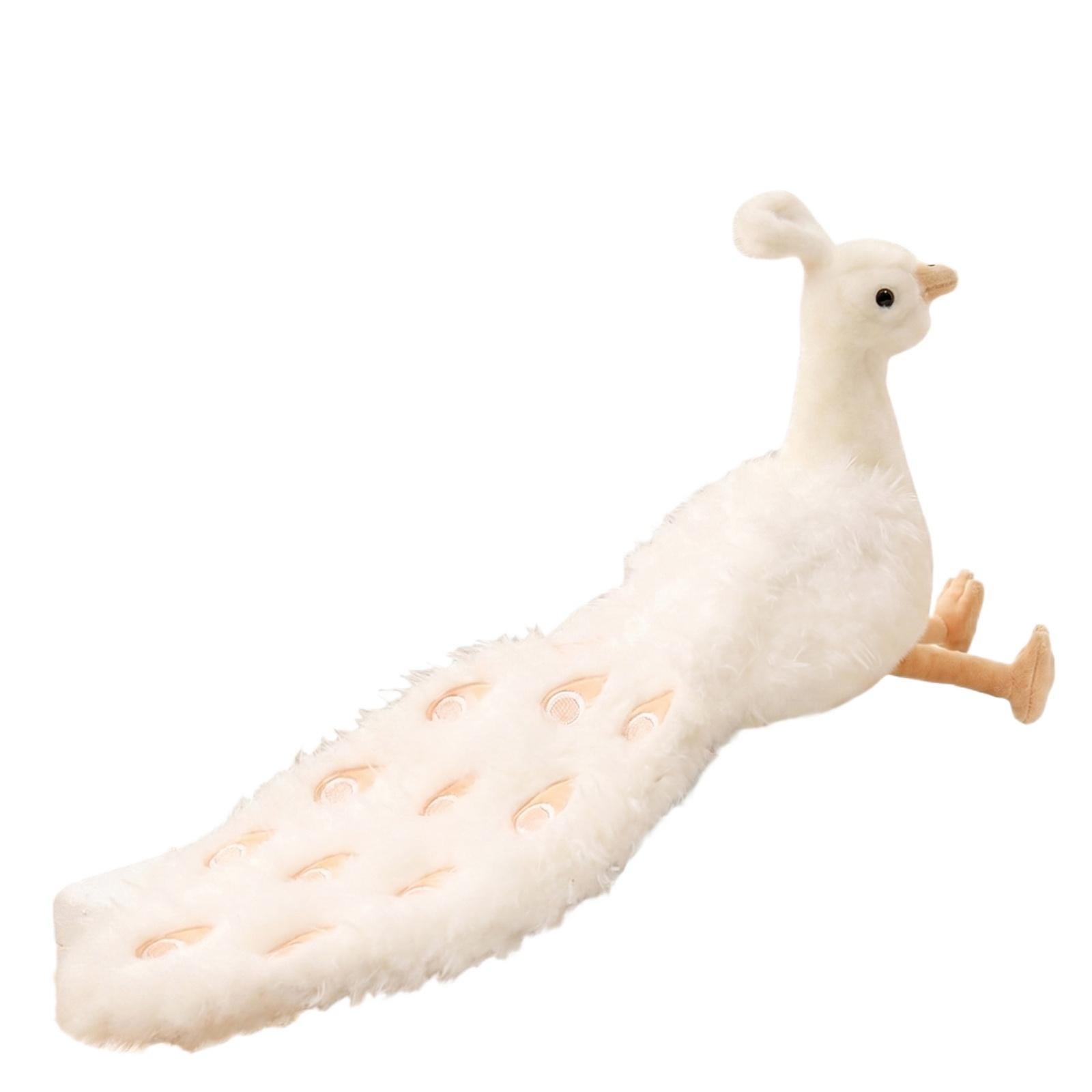 

Plush Peacock Stuffed Animal Soft Toy Sitting Position Decorative Feather Details Fabric Material for Home Office Display or Gift One Size