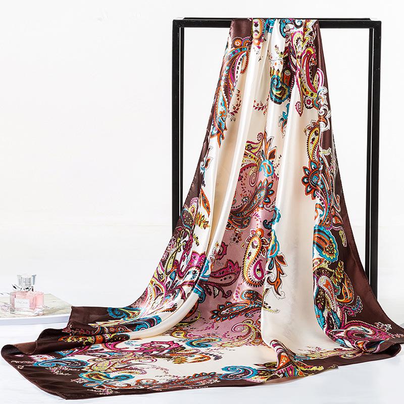 90 Large Silk Scarf for Women - Spring/Autumn Korean Style Satin Neckerchief, Mother's Day Gift