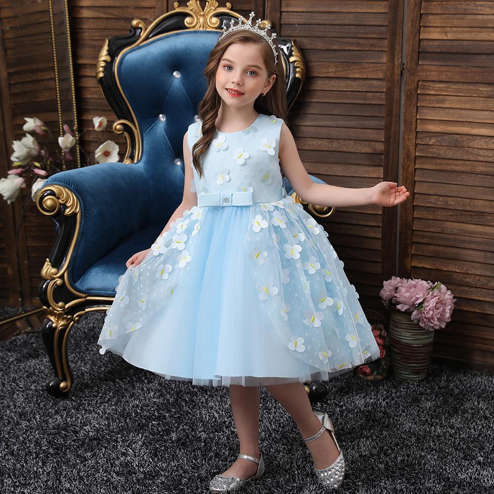 Korean Girls Runway Performance Dress Infant Toddler Birthday Party Dress Floral Princess Dress Girls Ruffles Dress