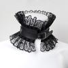 Black Pu Leather Edwardian Neck Chocker Sexy Black Lace Leather Lolita Choker Halloween Costume Gothic Dark Princess Collar