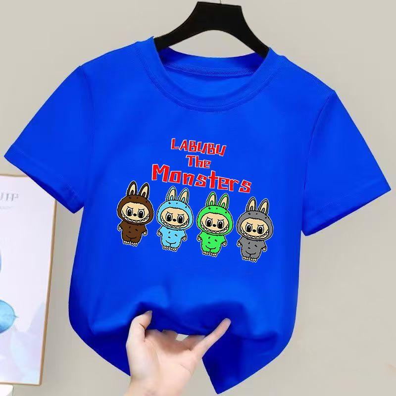 2025 Fashion Cute Regular Short Sleeve Labubu Cartoon Girl's Children's T-shirt Fashion Trendy Style Top