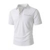 Mens Casual Short Sleeve Solid Color Turn Down Collar Polo Shirt