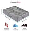 Under Bed Shoe Organizer, Holds 12 Pairs of Shoes, Shoe Packing Organizer with Transparent Window, Breathable, Foldable