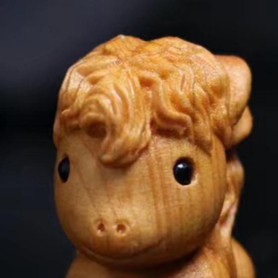 Horse Sculpture Wooden Miniature Decorative Figurine Natural Wood Smooth Surface Animal Statue Home Bookshelf