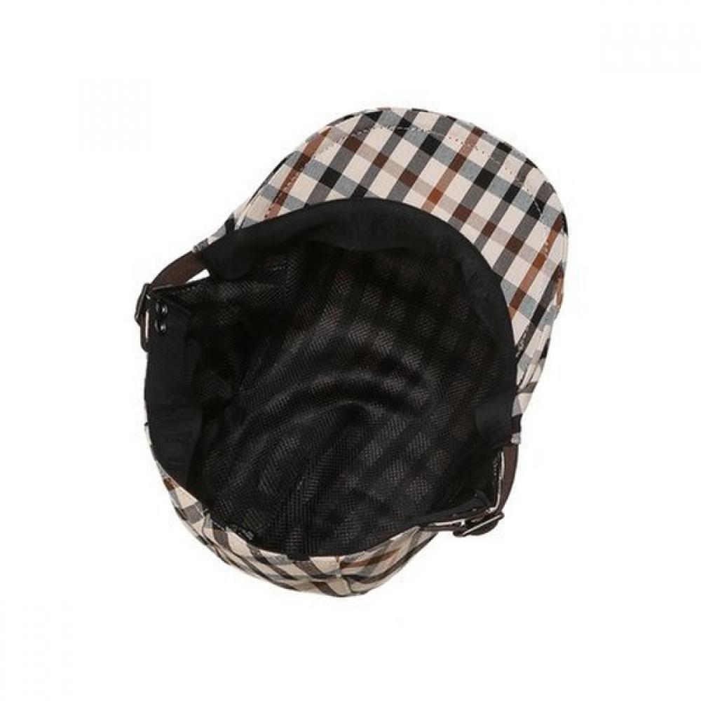 Daks Leather Brown Check Hunting Cap Size Adjustable Strap Dche6el01w2