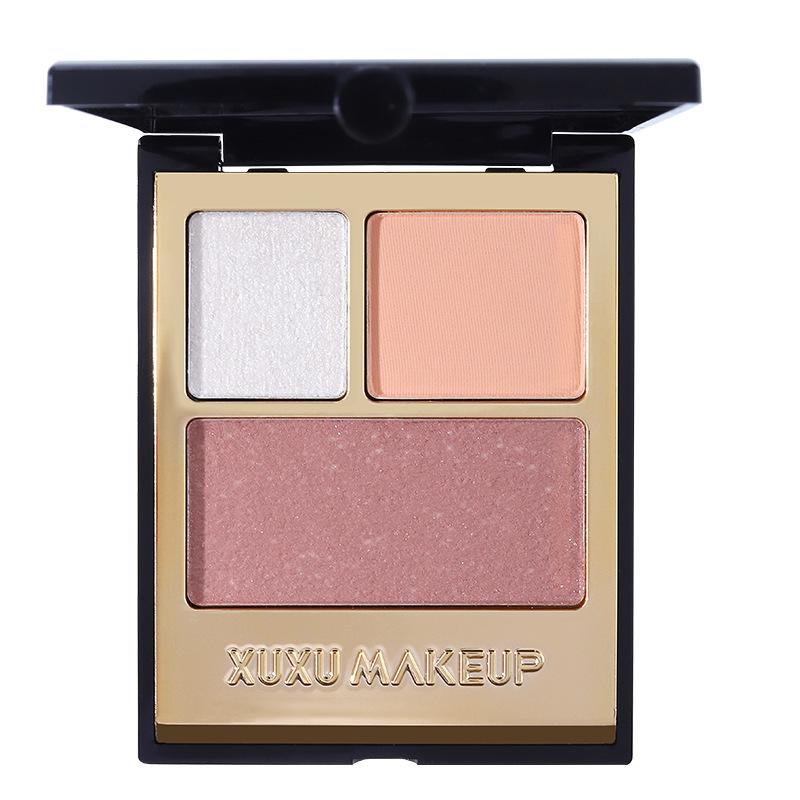 XUXU Multi-Use Eyeshadow Palette: Three-Color Matte, Pearlescent, Glitter & Highlighter for Beginners.