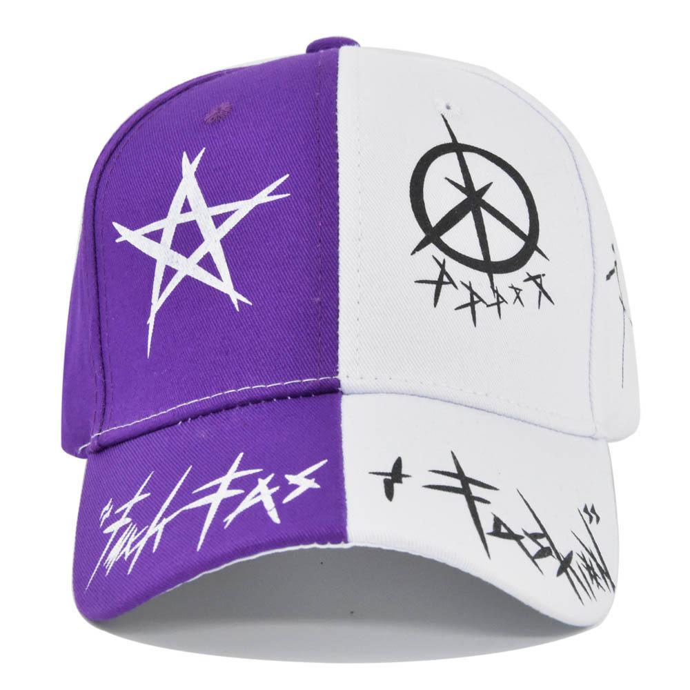 

Trendy Cap Baseball Unisex Embroidered With Wide Brim And Adjustable Size Cap Purple White