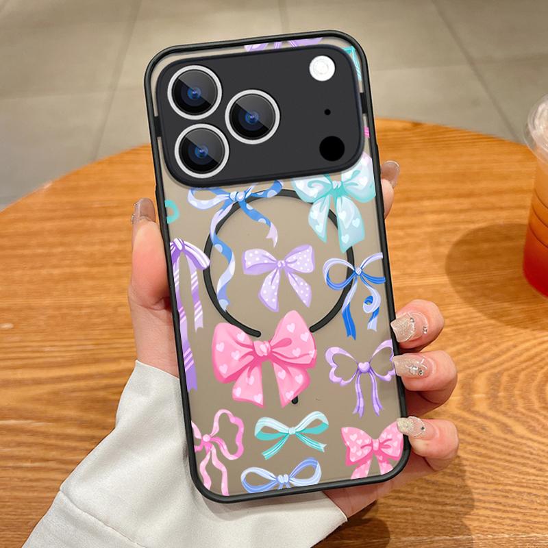 Colorful Bowknots Pattern Case For iPhone 17 Pro Max Magnetic For Magsafe Matte Cover For iPhone 16 Pro Max 15 14 13 16E Air