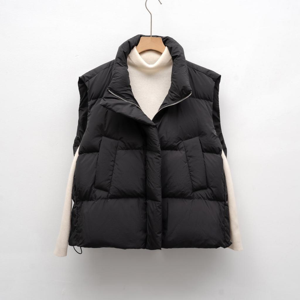 Women's Autumn/Winter Stand-up Collar Down Vest - Short, Loose, Casual Gilet