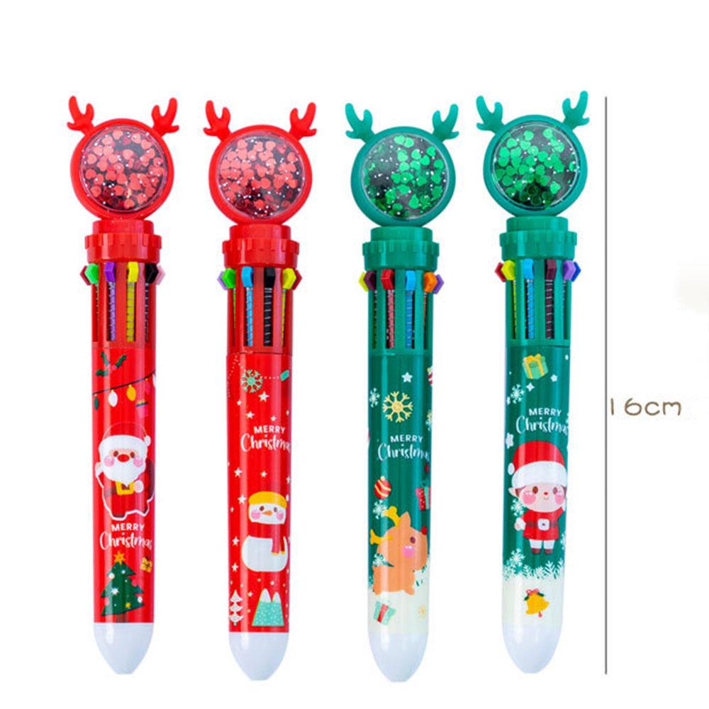 1 Piece Cute Ballpoint Pen Press Cartoon Reindeer Grandfather Multicolor 10 In 1 Colors Stationery School Office Supplies