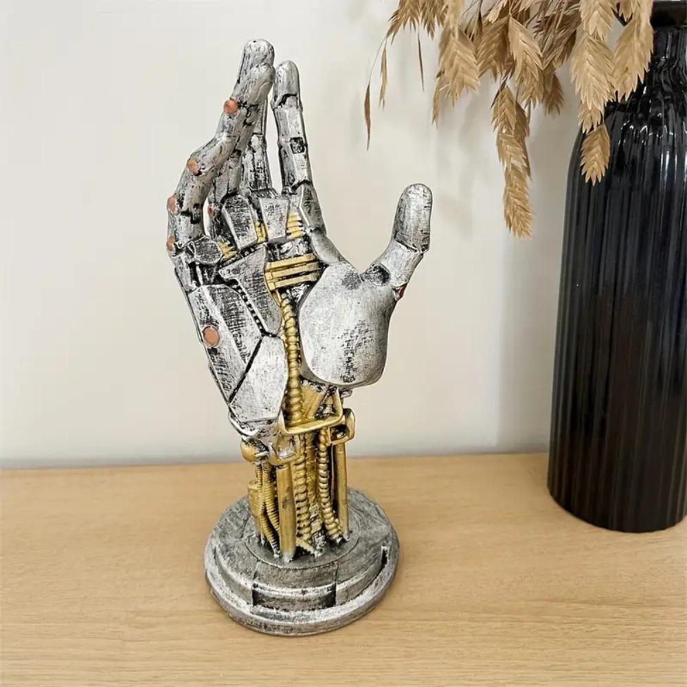 Resin Robot Hand Sculpture Mechanical Hand Desktop Holder Creative Gamepad Holder