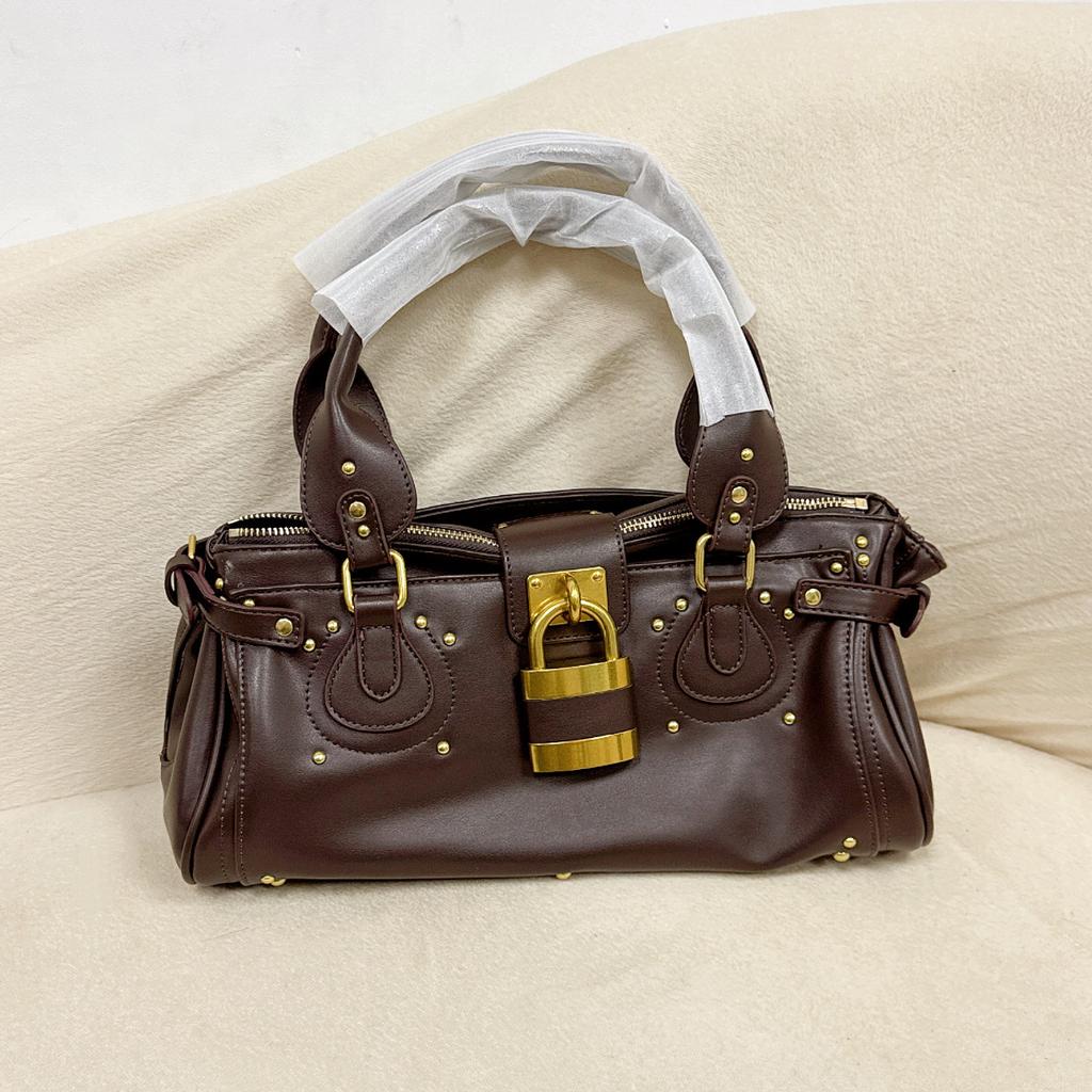 Retro Old Lock Bag Portable Messenger Bag 2025 Autumn and Winter New Women's Bag Hand Carry