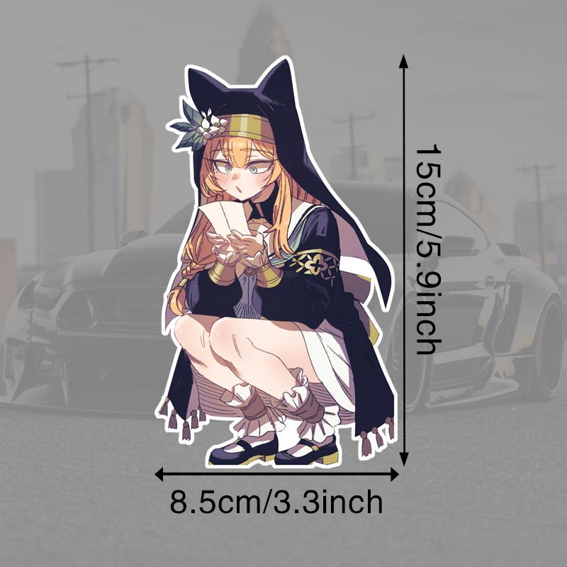 DN102#15см Красивая аниме-девушка, приседающая, виниловая наклейка на автомобиль, водонепроницаемая виниловая наклейка, автомобильные аксессуары, декор 8.5x15cm