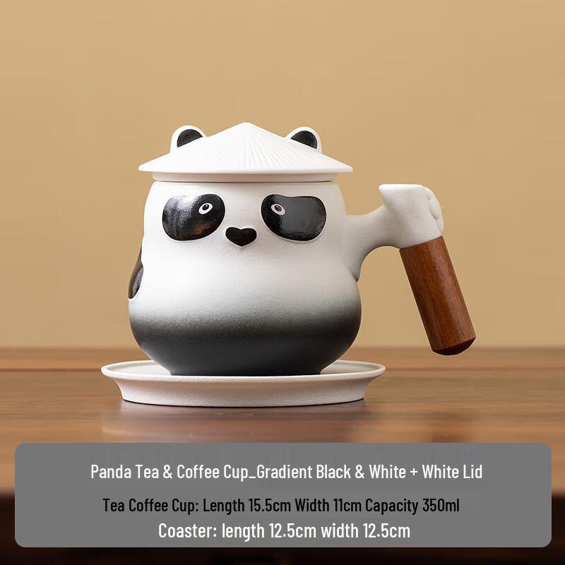 TLAKEHO Panda Tea Infuser Ceramic Mug with Coaster