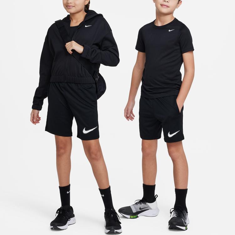 Nike Dri-Fit Trophy 23 Logo Print Drawstring Shorts Kids Bottoms Black DX5413-010