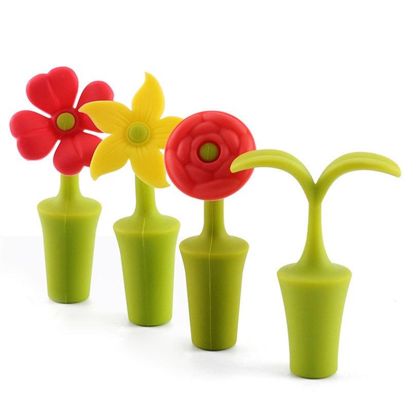 Silicone Wine Bottle  Stopper Flower Shaper Wine Cork Plug Portable Leakproof Sealer