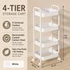 Rolling Storage Cart Multi-Tier Floor Carbon Steel Organizer Rack with Wheels for Kitchen Bathroom Dorm Room