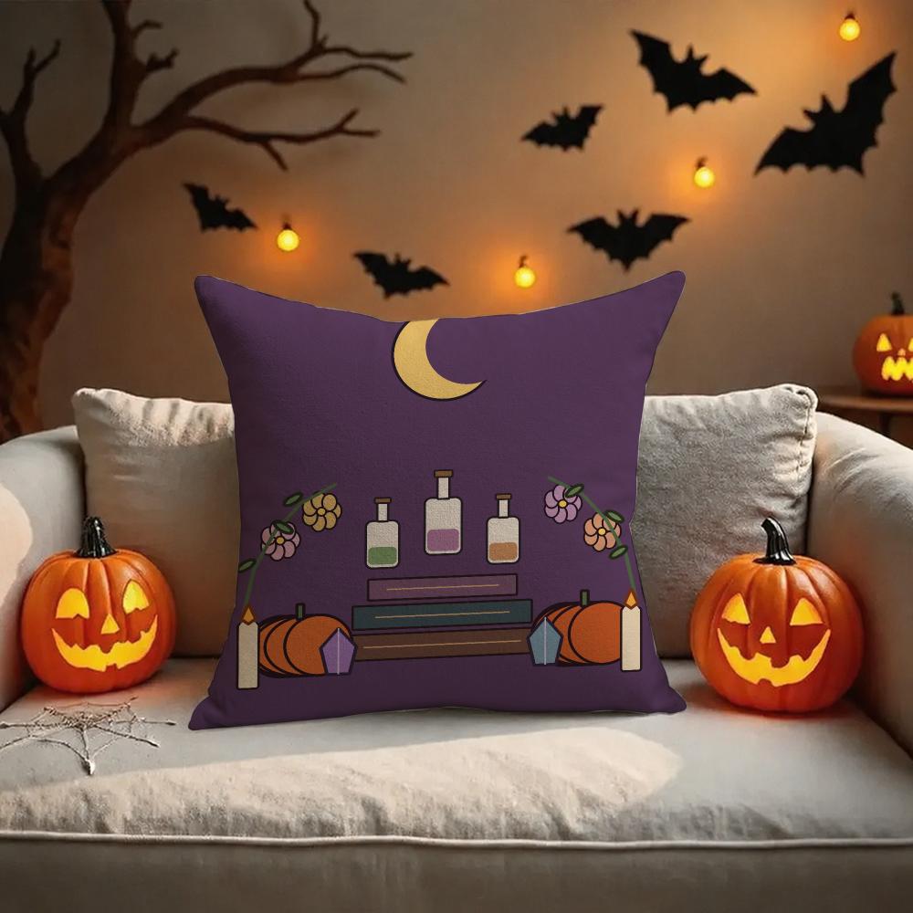 Moonlit Pumpkin Gift Cushion Cover Halloween Rustic Throw Pillow Covers Cute Ghost Pumpkin Maple Leaf Cushion Covers