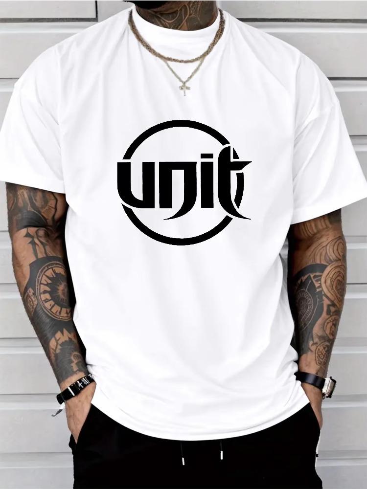 

Summer Men s 100% Cotton Casual Loose Unit Letter Personalized Printing Comfortable Sports Round Neck Short Sleeved T-shirt Top S разноцветный