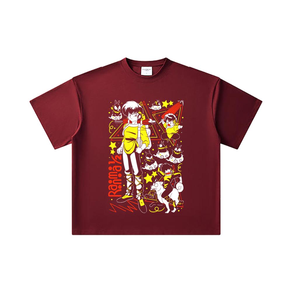260 GSM Double Yarn 32 Count 100% Cotton Ranma 12 V7 Ryoga Print Unisex Heavy Cotton T Shirt
