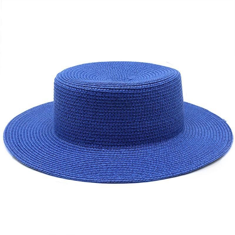 Seaside vacation beach sun protection sun hat green straw hat light board DIY versatile British flat top top top hat