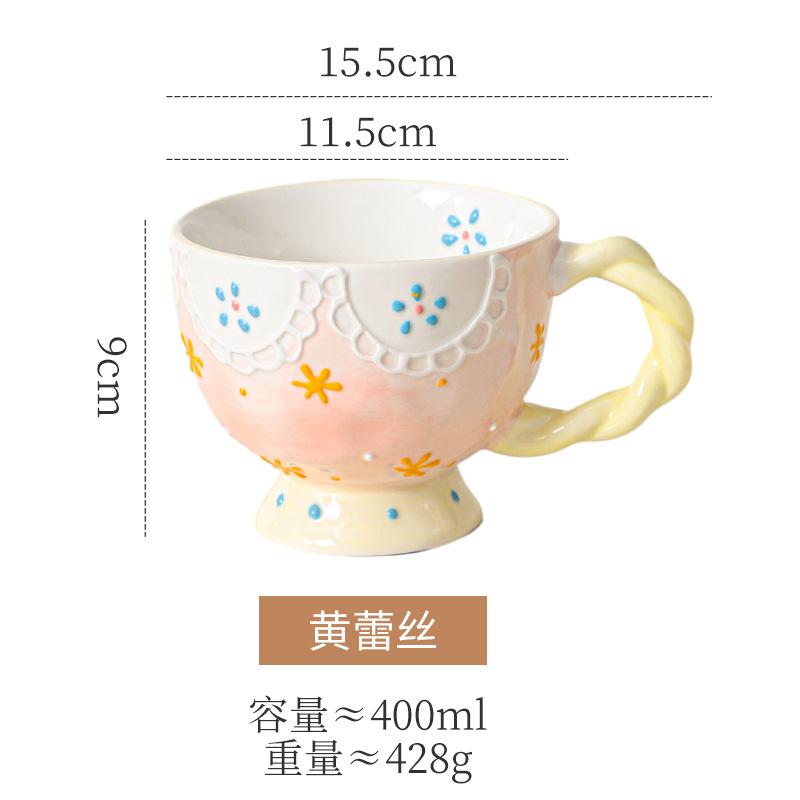 Ceramic Mug, Office Water Cup, Girl Cute Creative Breakfast Cup, Milk Universal Oat Cup, Household Anti-Corrosive